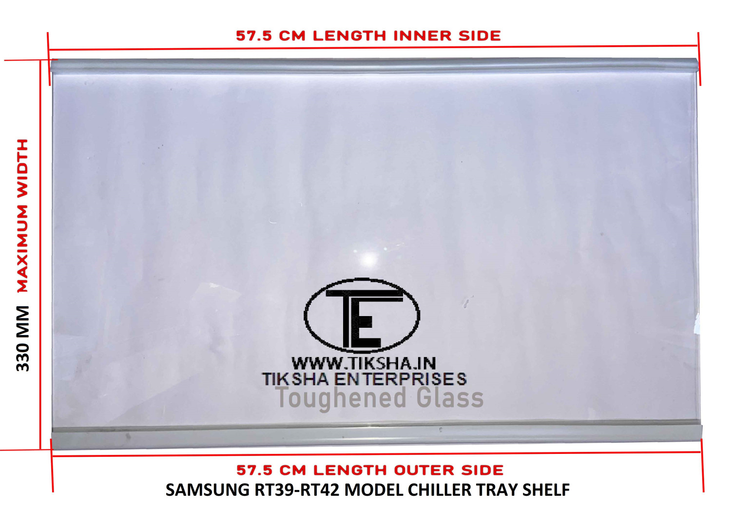 TIKSHA ENTERPRISES CHILLER TRAY SHELF TOUGHENED GLASS (575=575)330 MM WITH ROSE GOLD COMPATIBLE FOR SAMSUNG FROST FREE/DOUBLE DOOR FRIDGE RT39 TO 42 /2015 TILL NOW , MATCH THEN ORDER.