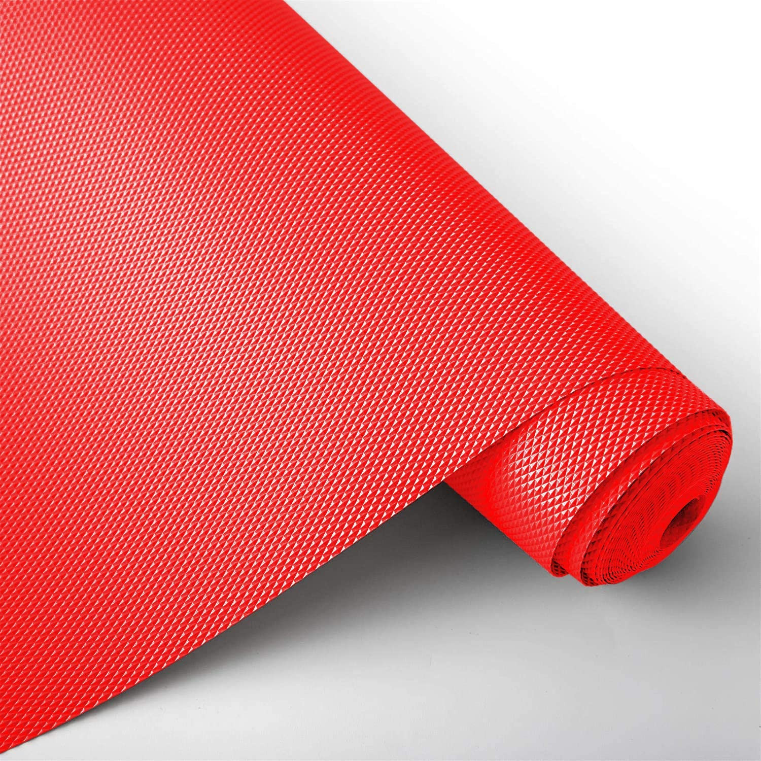 Tiksha Enterprises Diamond Textured Anti Slip Mat|Waterproof Shelf Mat Liner Roll|Mat for Kitchen, Drawer & Cabinet|Sheet for Double Door  Fridge, Bathroom|Easy to Cut 10 MTR Roll Red
