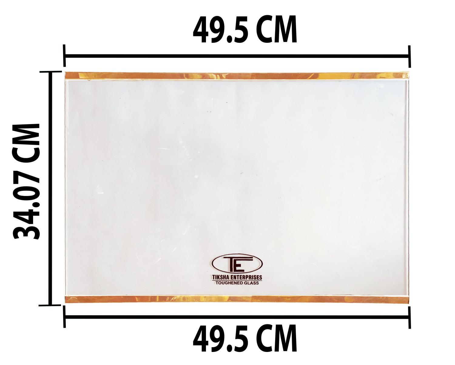 TIKSHA ENTERPRISES (497=497)340 MM TOUGHENED GLASS MAIN SHELF WITH SILVER GOLD BEADING COMPATIBLE WITH SAMSUNG FROST FREE/DOUBLE DOOR MODEL RT33, RT34 TO 37. MATCH & ORDER.