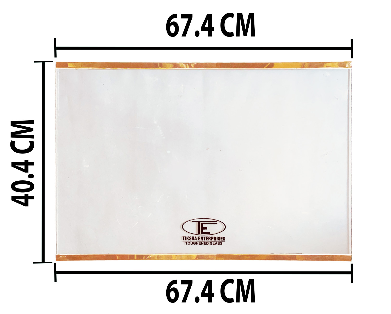 TIKSHA ENTERPRISES TOUGHENED GLASS (674=674)404 MM WITH YELLOW GOLD BEADING COMPATIBLE FOR SAMSUNG FROST FREE/DOUBLE DOOR FRIDGE MODEL ARE RT54-RT56 MODEL 551L & 523L.MATCH THEN ORDER.