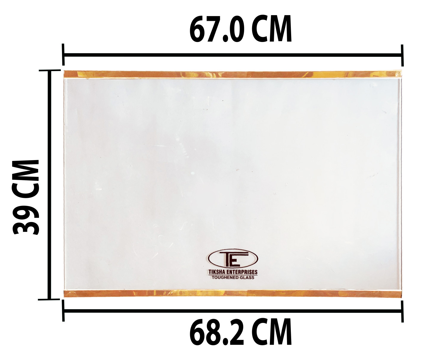 TIKSHA ENTERPRISES TOUGHENED GLASS (682=670)390 MM WITH YELLOW GOLD BEADING COMPATIBLE FOR LG FROST FREE/DOUBLE DOOR FRIDGE