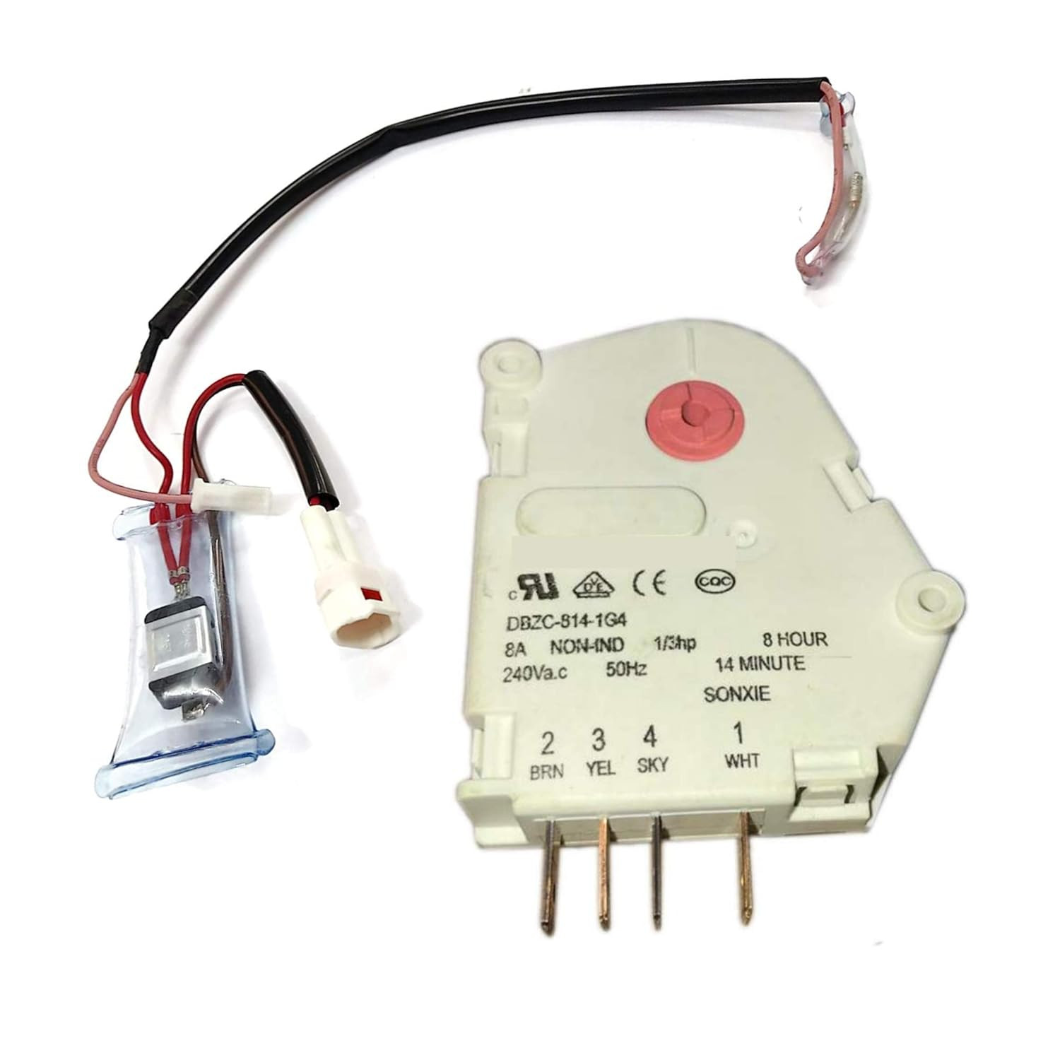 Tiksha Enterprises Videocon Defrost Timer | 8 Hours | with Bimetal Compatible with Double Door Refrigerator (4 Pin)